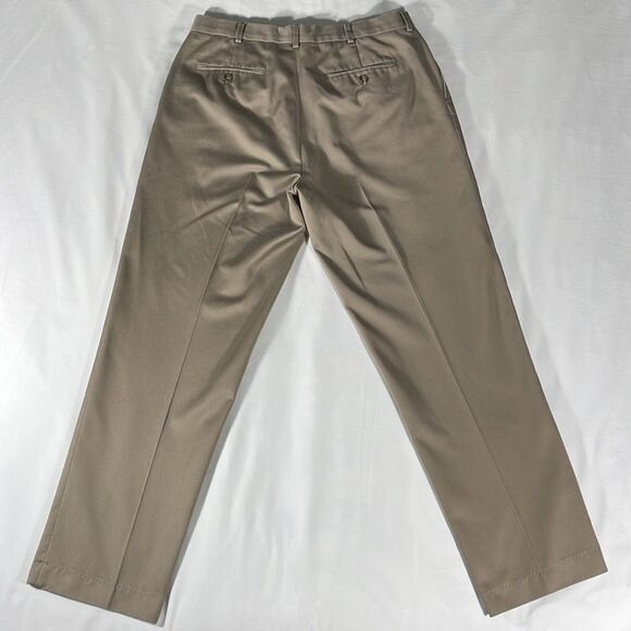 Lands' End mens brown Traditional Fit double pleated chino pants - size 34x31 - Picture 3 of 13